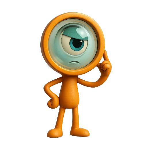 Focus character with magnifying lens